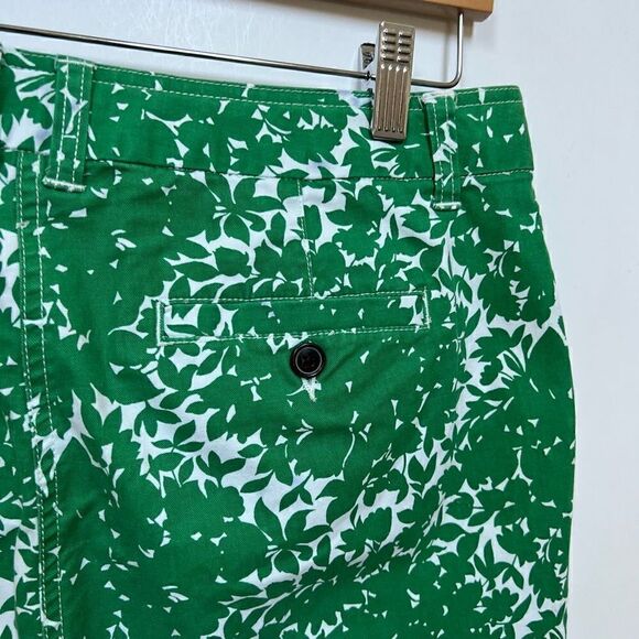 Boden Bermuda Chino Shorts Emerald Green White Floral Pattern Cotton size 10 - Picture 6 of 14